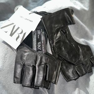 Zara 100% leather gloves